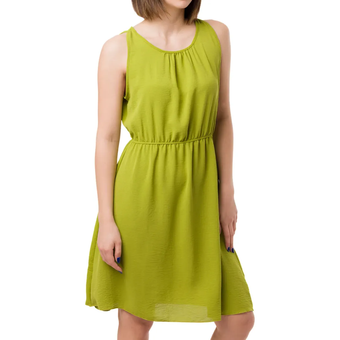 Abito Corto Verde da Donna senza maniche con Coulisse in vita Swish Jeans