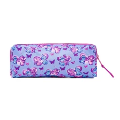 Astuccio Disney Stitch & Angel azzurro e rosa con cuori e farfalle