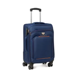 Bagaglio a mano blu Romeo Gigli Milano in tessuto con ruote spinner