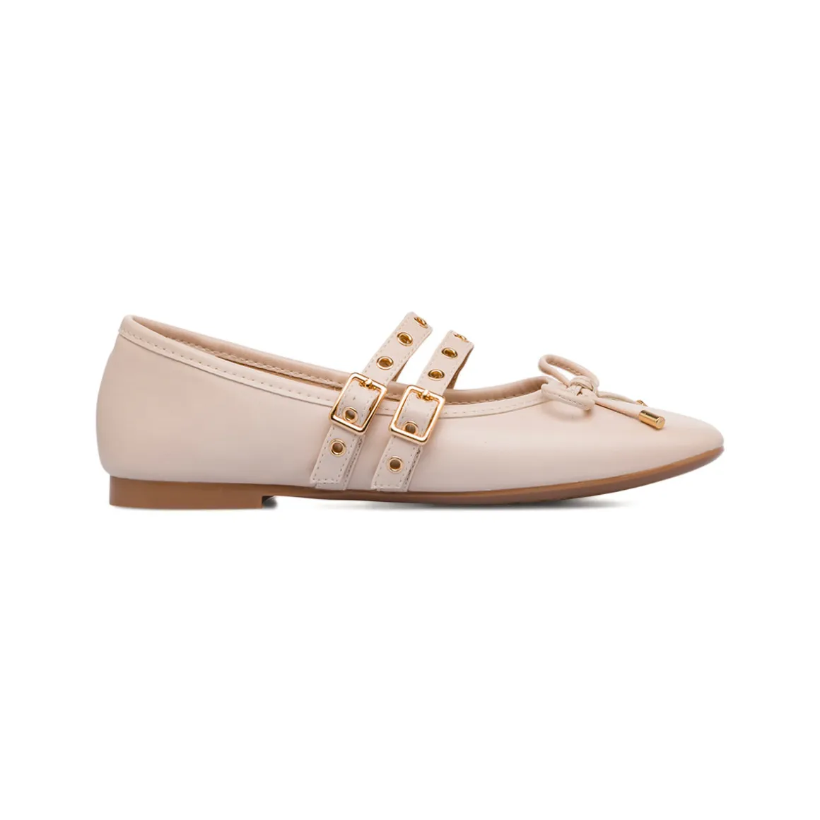 Ballerine beige da Donna con fibbie e borchie Swish Jeans