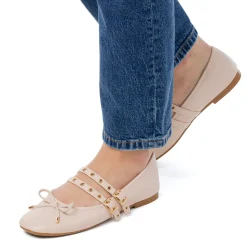 Ballerine beige da Donna con fibbie e borchie Swish Jeans