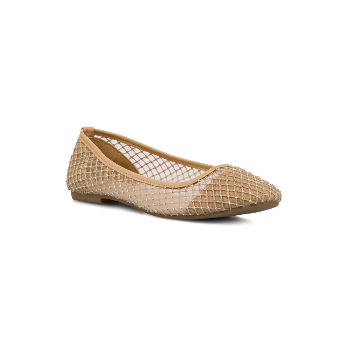 Ballerine beige da Donna con inserti in rete e cristalli Lora Ferres