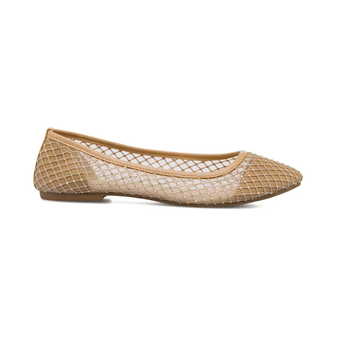 Ballerine beige da Donna con inserti in rete e cristalli Lora Ferres