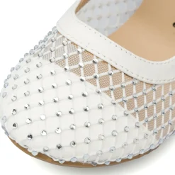 Ballerine bianche con tramatura a rete da Ragazza con strass Dieci Baci