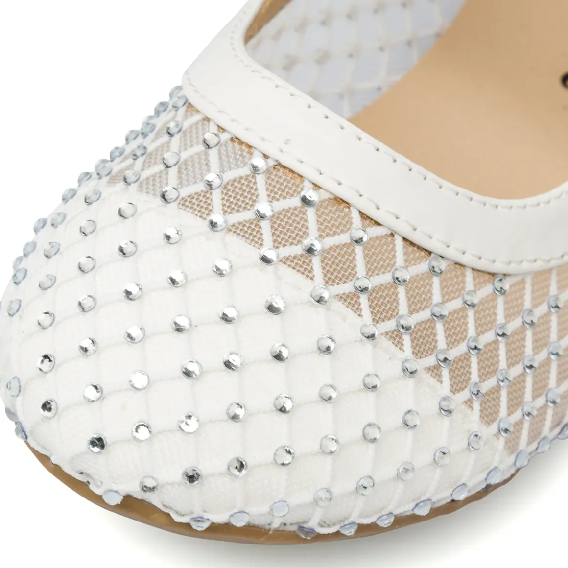 Ballerine bianche con tramatura a rete da Ragazza con strass Dieci Baci