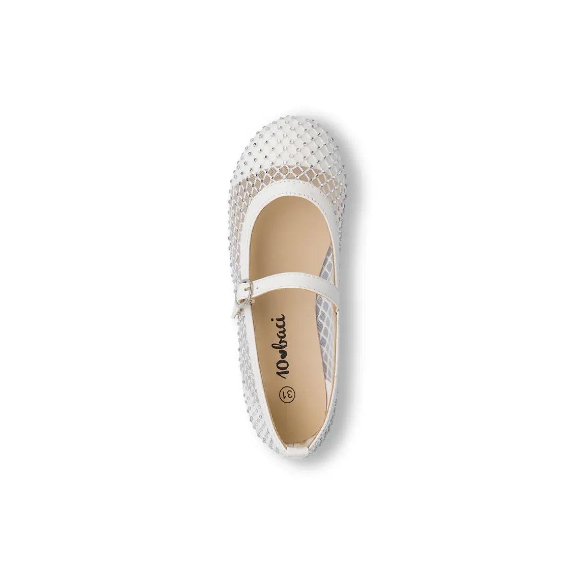 Ballerine bianche con tramatura a rete da Ragazza con strass Dieci Baci