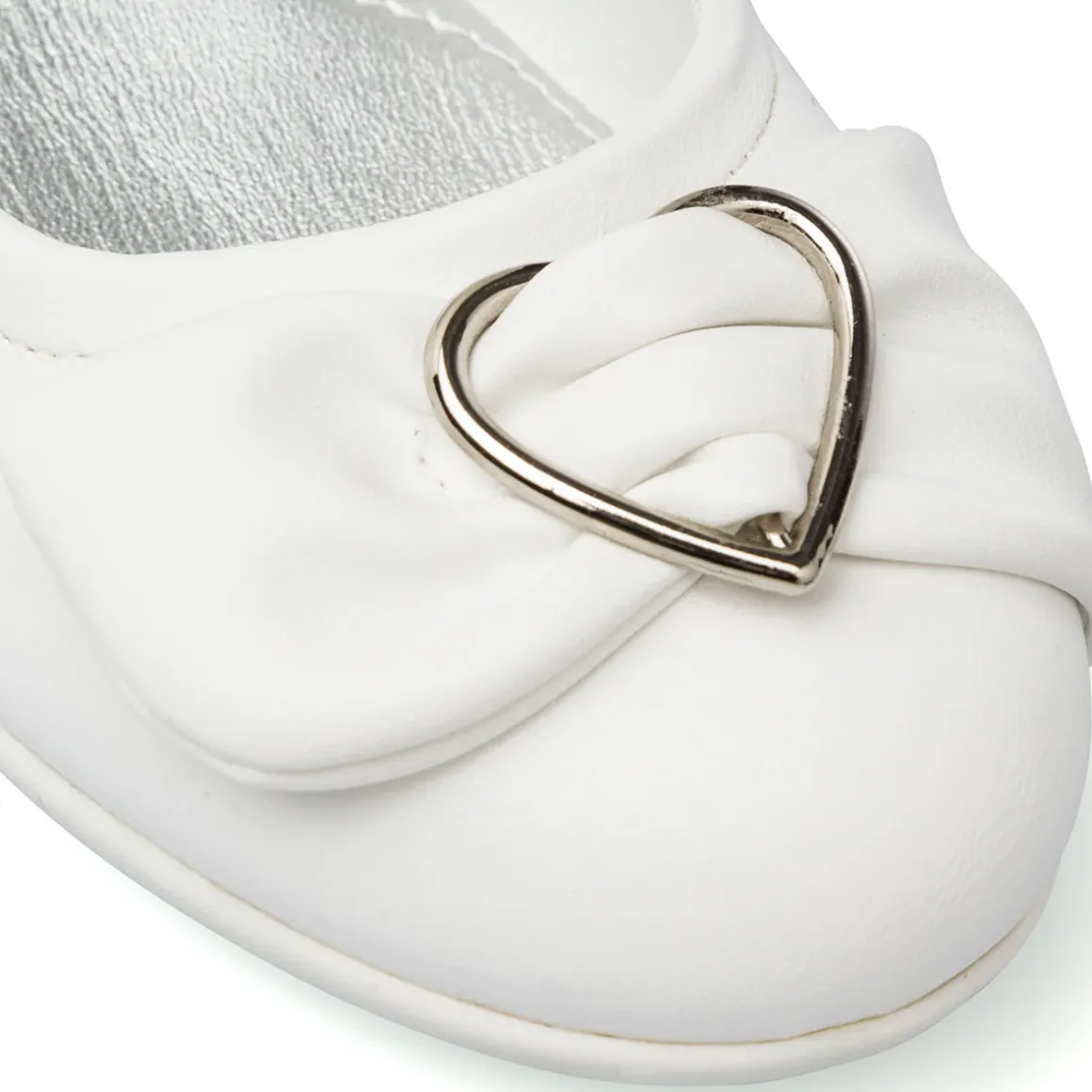 Ballerine bianche da bambina con fiocco e cinturino Dieci Baci