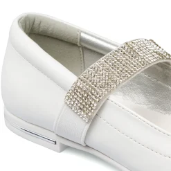 Ballerine bianche da Bambina e Ragazza con Strass sul cinturino 10 Baci