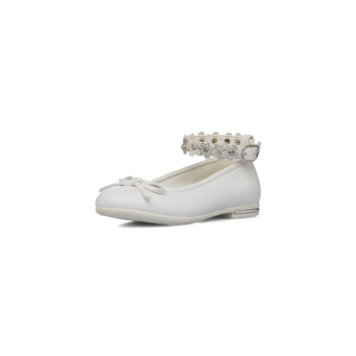 Ballerine bianche da bambina con cinturino e dettagli Dieci Baci
