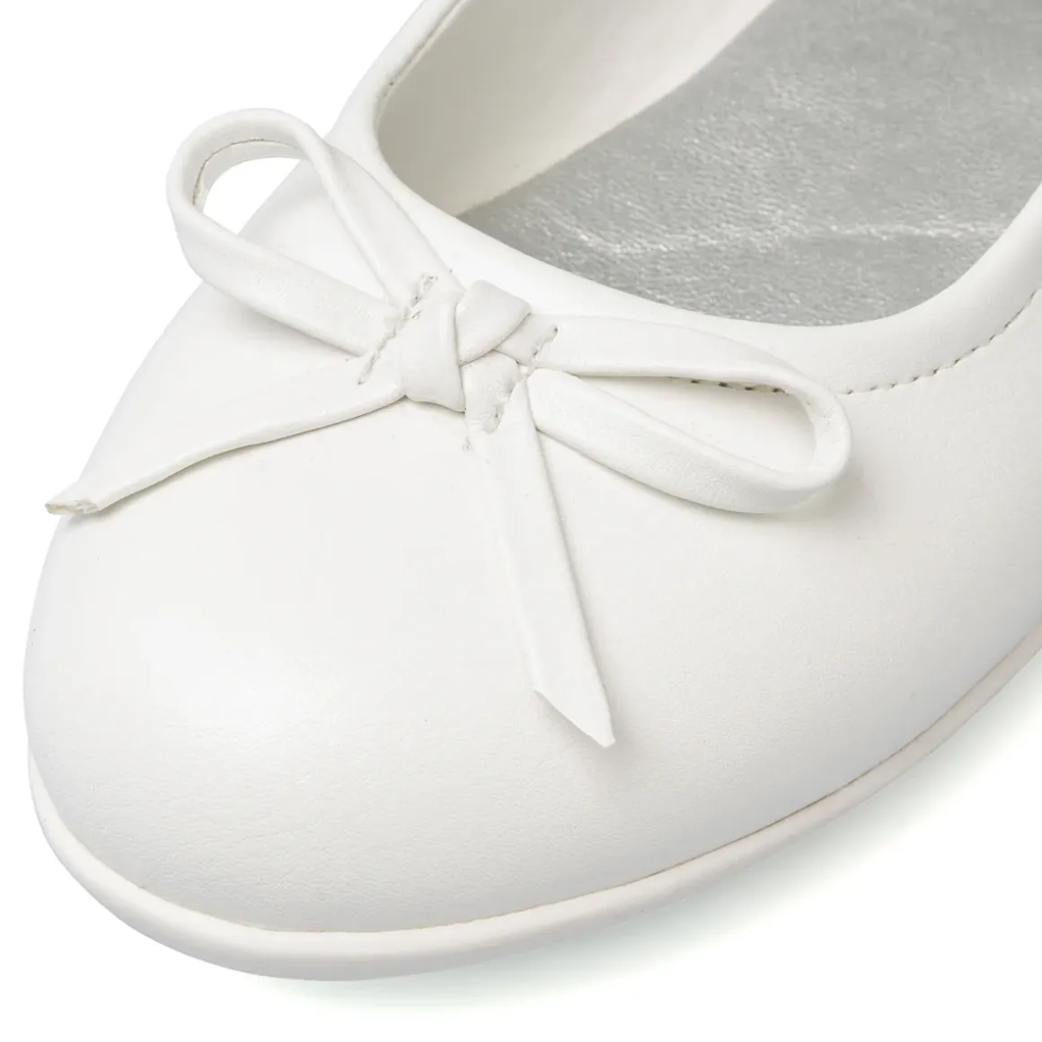 Ballerine bianche da ragazza con strass sul cinturino 10 Baci