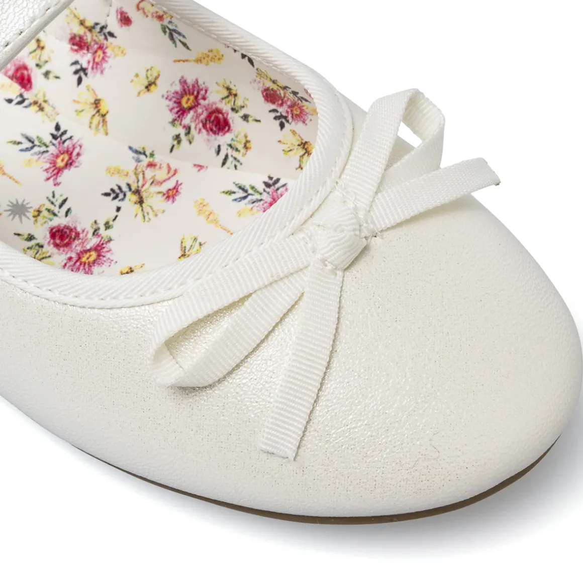 Ballerine da bambina bianche effetto perlato con fiocco Dieci Baci