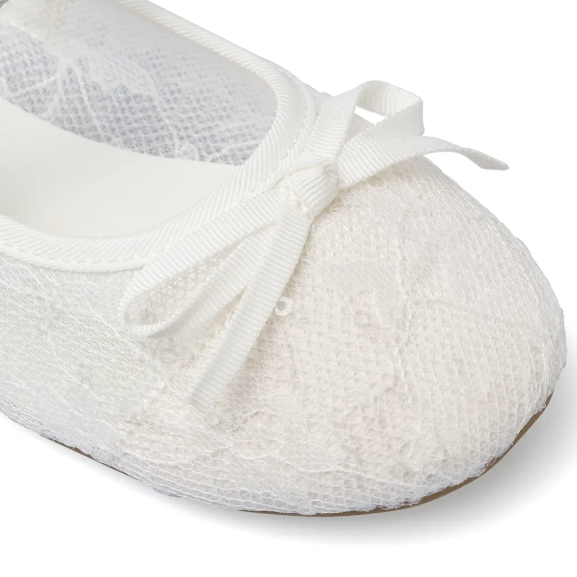 Ballerine da bambina bianche in pizzo con paillettes Dieci Baci