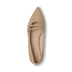 Ballerine da donna beige a punta con doppia fibbia dorata Lora Ferres