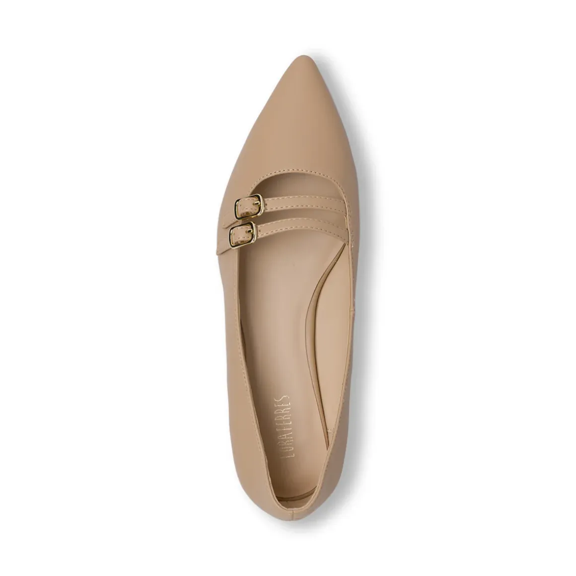 Ballerine da donna beige a punta con doppia fibbia dorata Lora Ferres