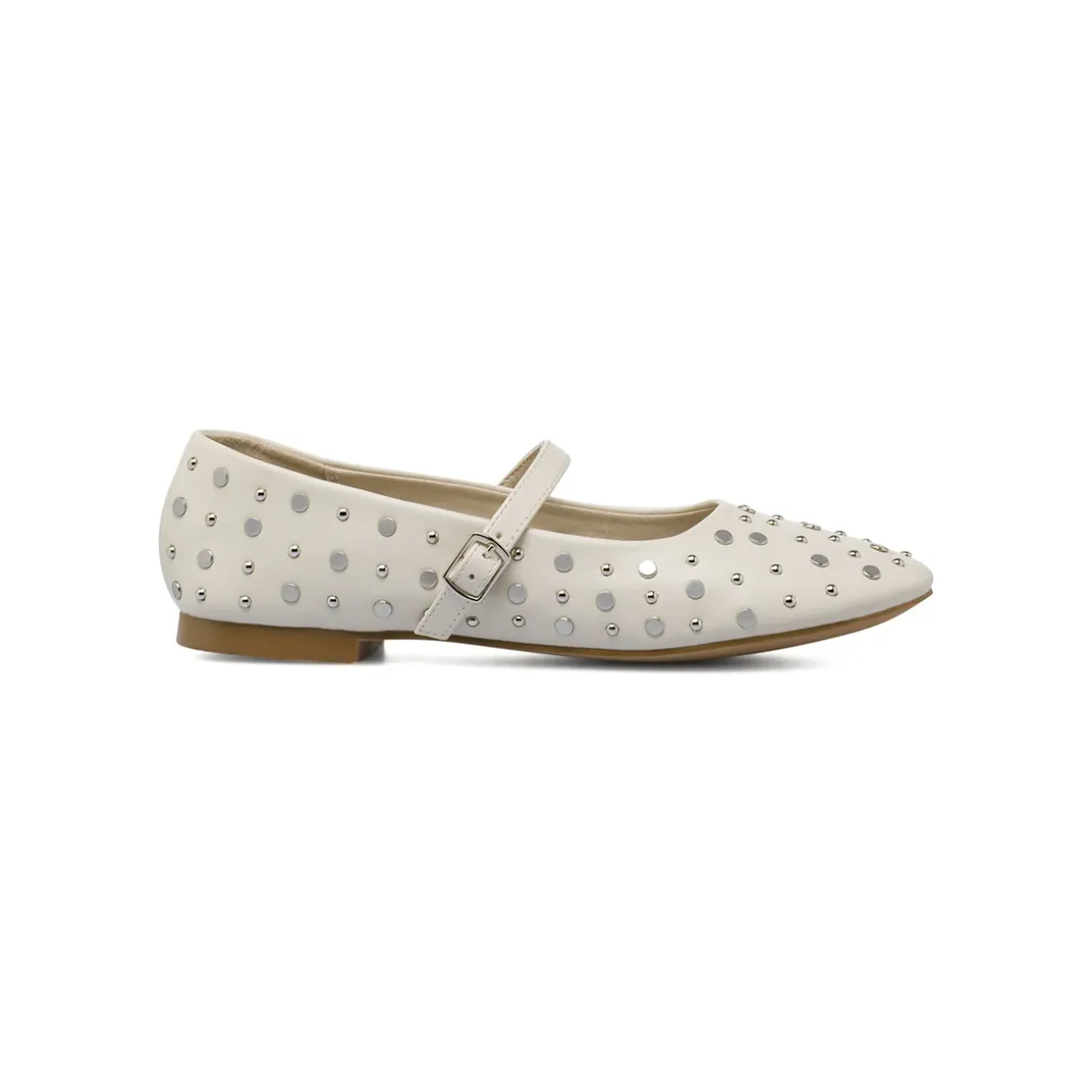Ballerine da donna bianche con borchie e cinturino Swish Jeans