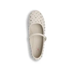 Ballerine da donna bianche con borchie e cinturino Swish Jeans