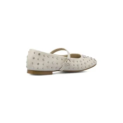 Ballerine da donna bianche con borchie e cinturino Swish Jeans