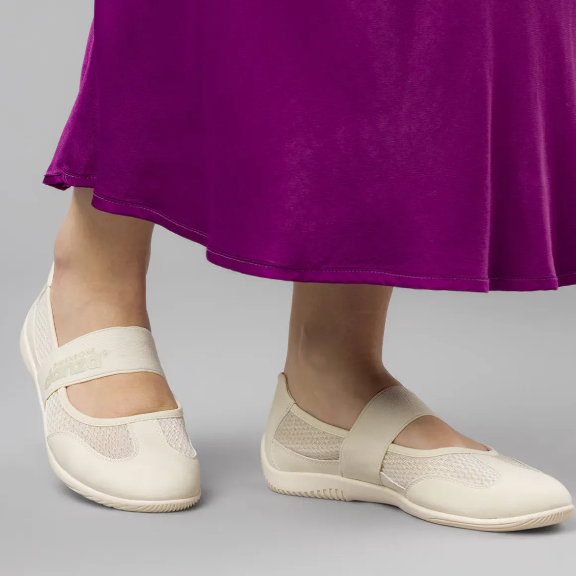 Ballerine da Donna bianche con inserti in mesh Dimensione Danza