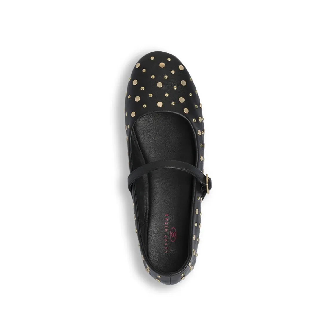 Ballerine da donna nere Mary Jane con borchie dorate Swish Jeans