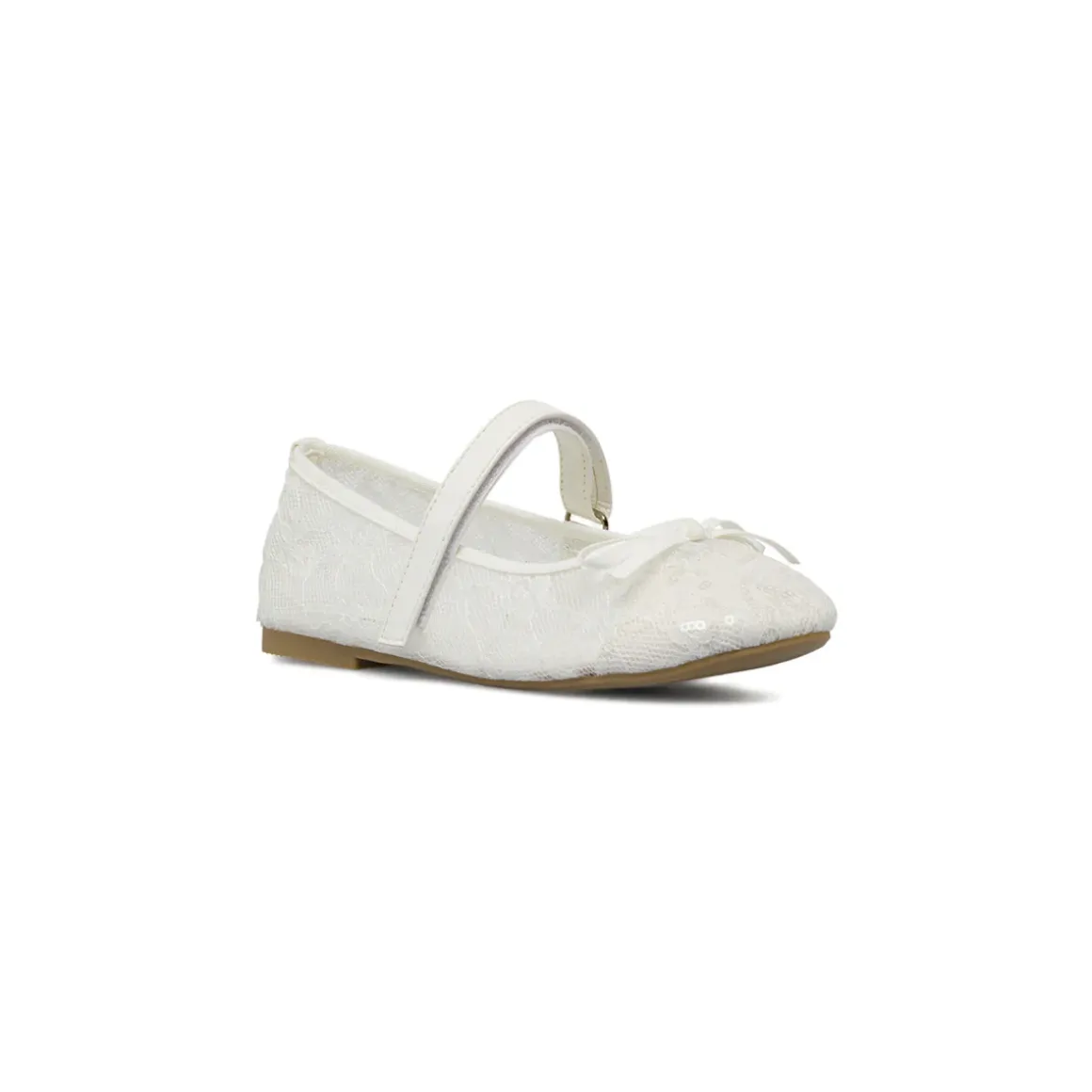 Ballerine da ragazza bianche in pizzo con paillettes Dieci Baci