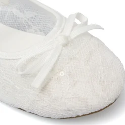 Ballerine da ragazza bianche in pizzo con paillettes Dieci Baci