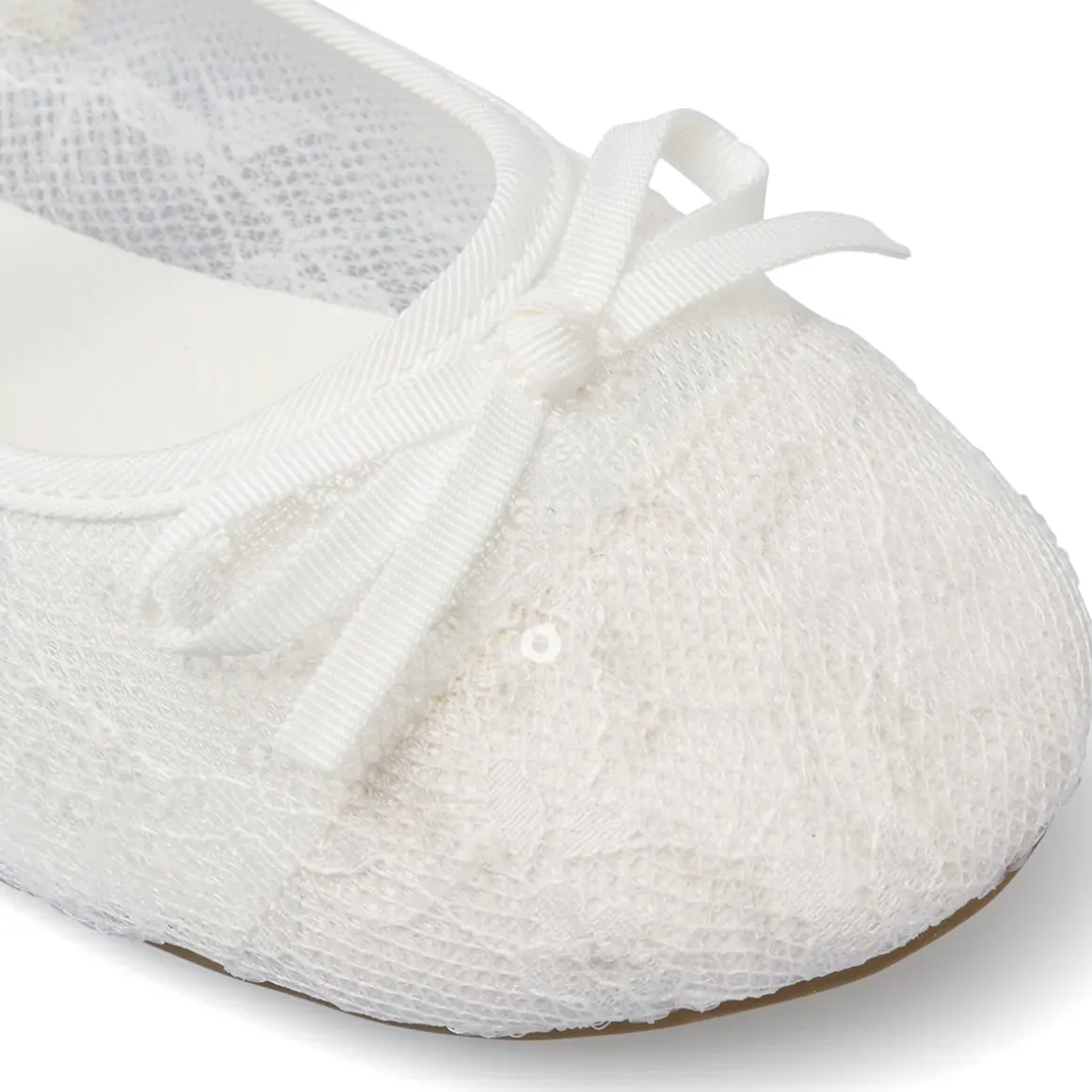 Ballerine da ragazza bianche in pizzo con paillettes Dieci Baci