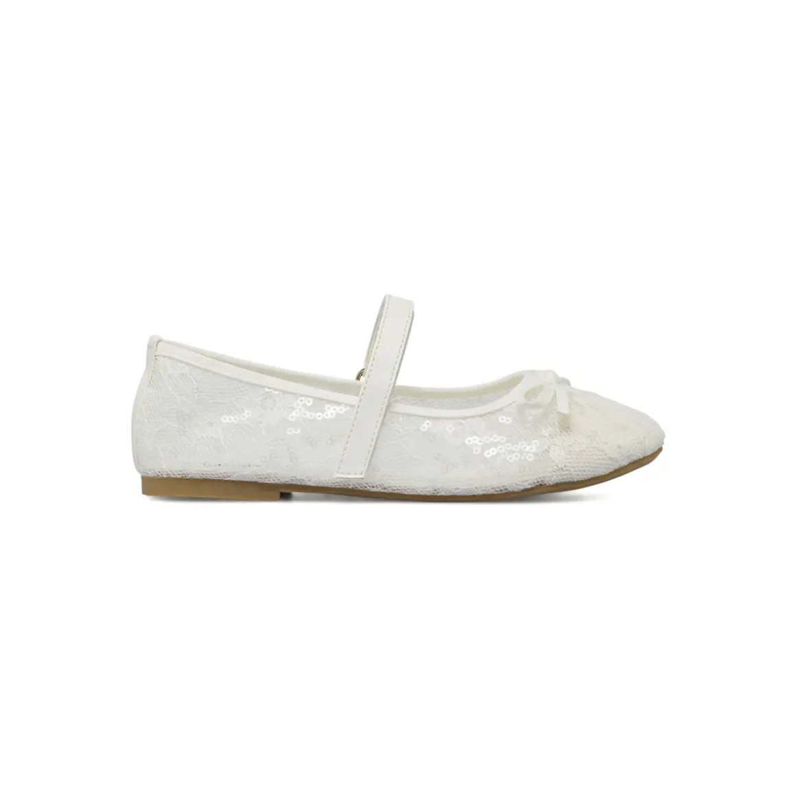 Ballerine da ragazza bianche in pizzo con paillettes Dieci Baci