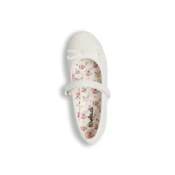 Ballerine da ragazza bianco effetto perlato Dieci Baci con cinturino