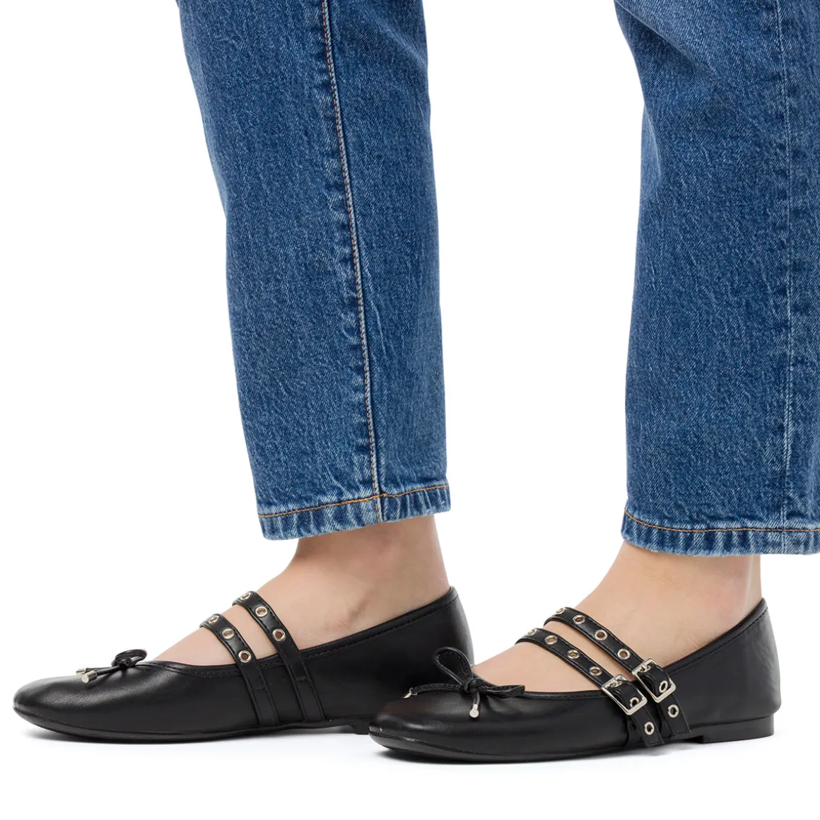 Ballerine nere da Donna con fibbie e borchie Swish Jeans