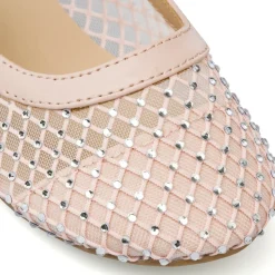 Ballerine rosa con tramatura a Rete da Bambina e Ragazza Dieci Baci con dettagli glitter