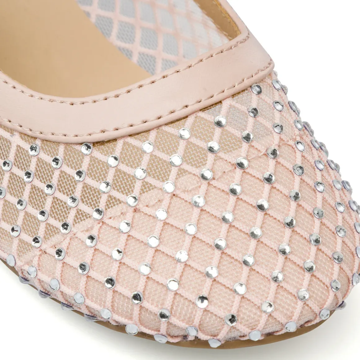 Ballerine rosa con tramatura a Rete da Bambina e Ragazza Dieci Baci con dettagli glitter