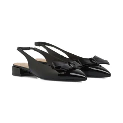 Ballerine Slingback da Donna nere in vernice con fiocco Swish Jeans