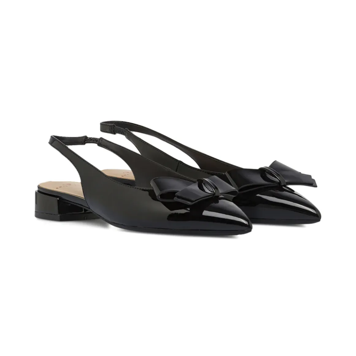 Ballerine Slingback da Donna nere in vernice con fiocco Swish Jeans