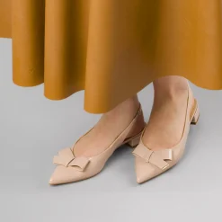 Ballerine Slingback da donna beige con fiocco e finitura lucida Swish Jeans