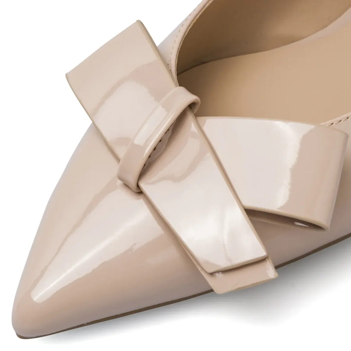 Ballerine Slingback da donna beige con fiocco e finitura lucida Swish Jeans