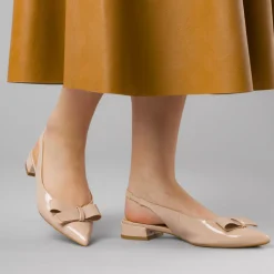 Ballerine Slingback da donna beige con fiocco e finitura lucida Swish Jeans