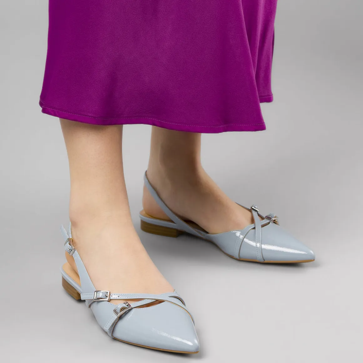 Ballerine slingback da donna azzurre Lora Ferres con fibbie