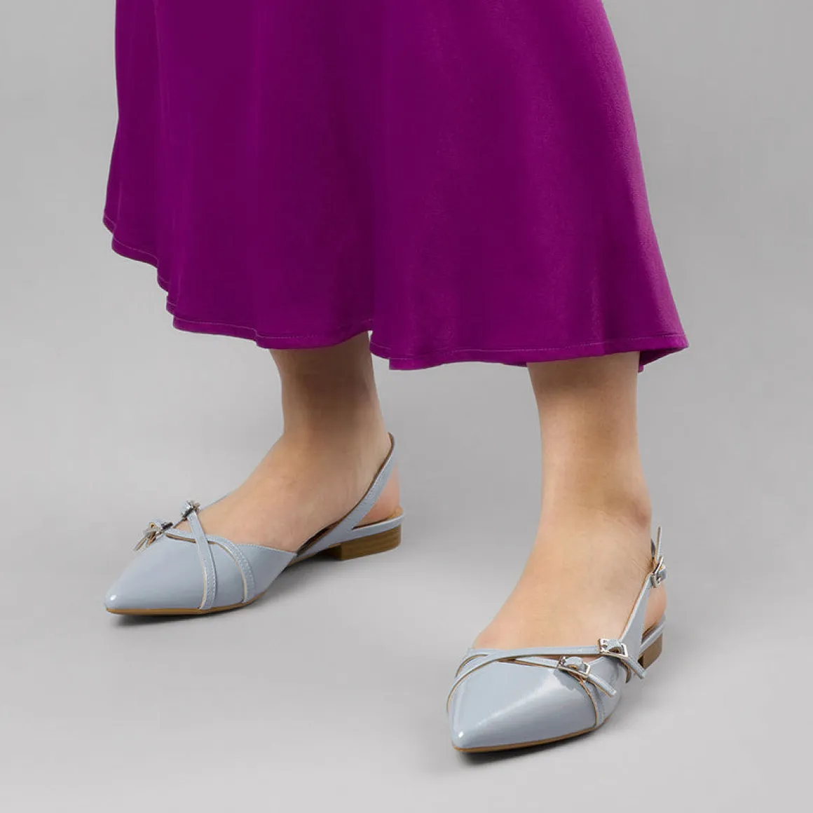 Ballerine slingback da donna azzurre Lora Ferres con fibbie