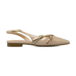 Ballerine slingback da donna beige con fibbie dorate Lora Ferres