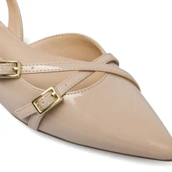Ballerine slingback da donna beige con fibbie dorate Lora Ferres