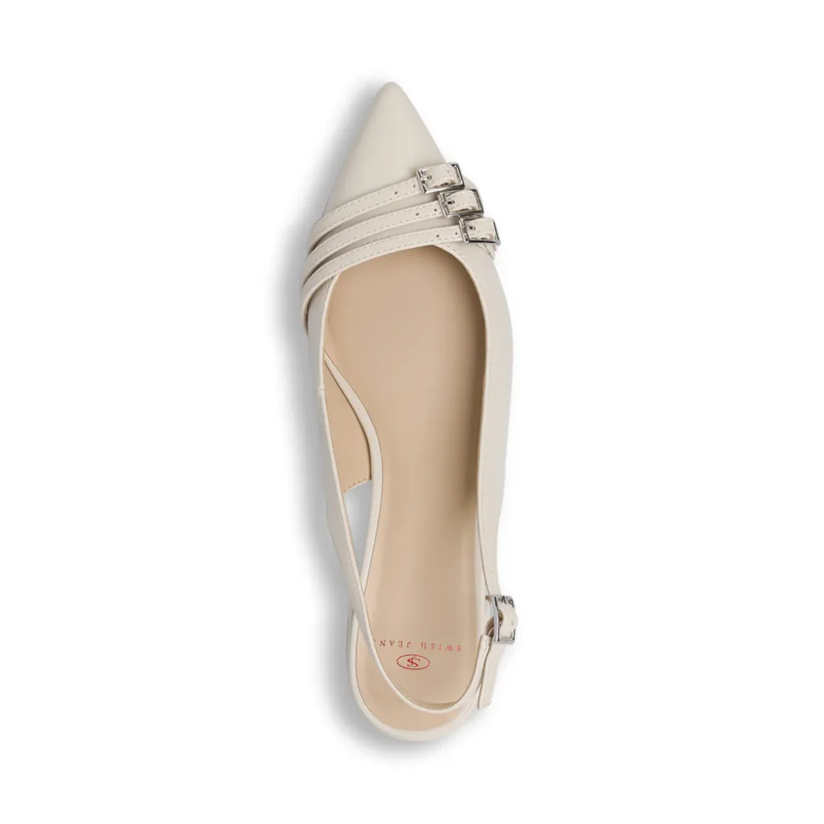 Ballerine slingback da donna bianco off-white con fibbie Swish Jeans