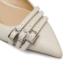 Ballerine slingback da donna bianco off-white con fibbie Swish Jeans