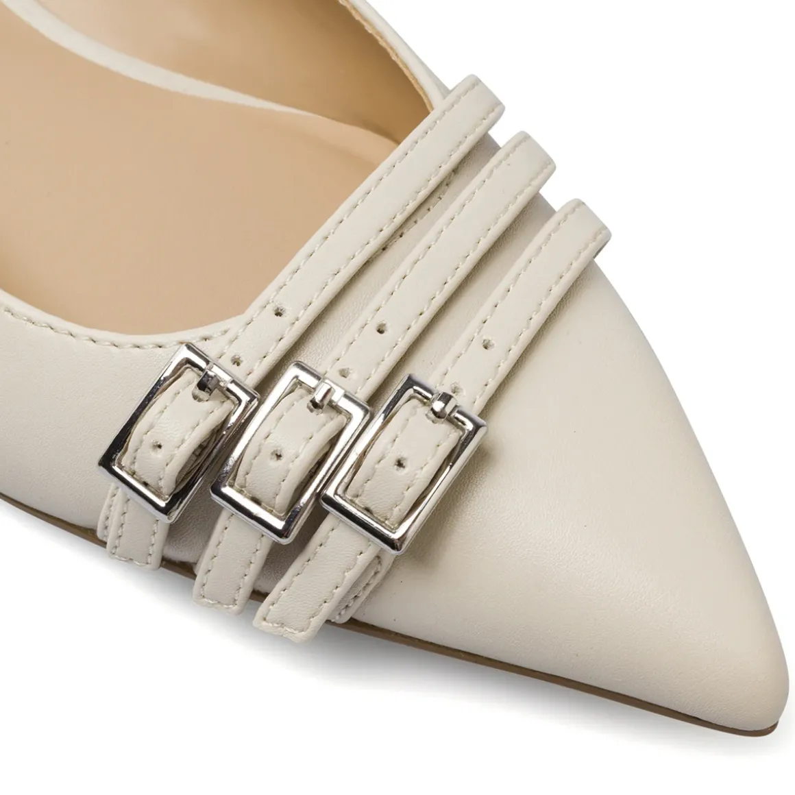 Ballerine slingback da donna bianco off-white con fibbie Swish Jeans