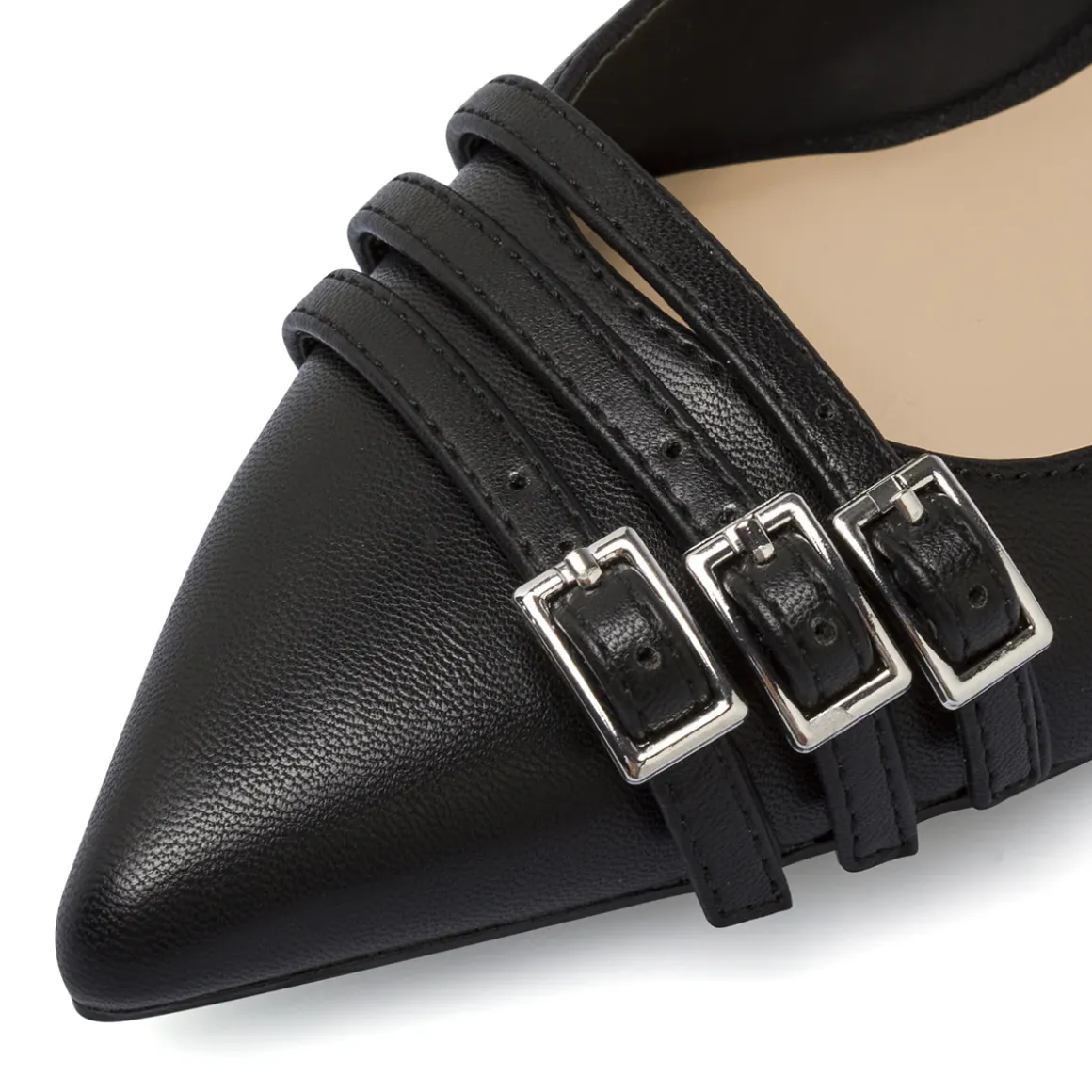 Ballerine slingback da donna nere con fibbie Swish Jeans