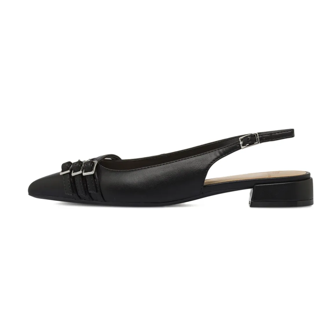 Ballerine slingback da donna nere con fibbie Swish Jeans