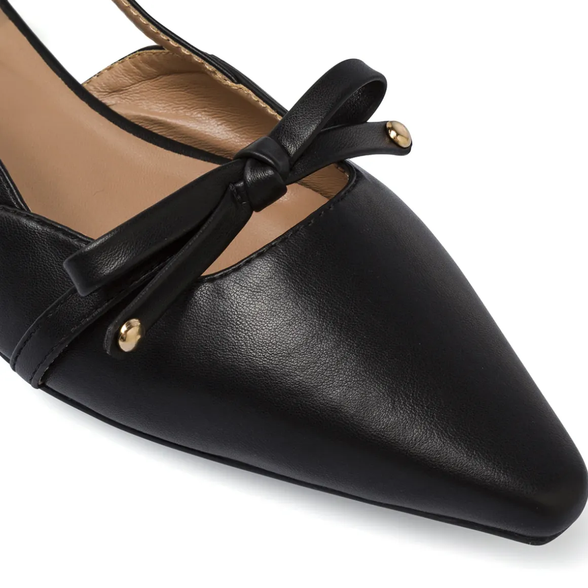 Ballerine Slingback nere da Donna con fiocco e tacchetto Lora Ferres