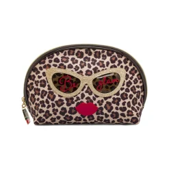 Beauty case Animalier da Donna marrone con occhiali glitter Camomilla