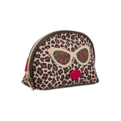 Beauty case Animalier da Donna marrone con occhiali glitter Camomilla