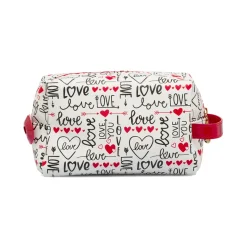 Beauty case Bianco Donna con stampa Love e fiocco rosso Camomilla