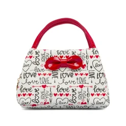 Beauty case Bianco Donna con stampa Love e manici vernice Camomilla